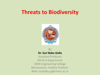 Threats to biodiversity: Biodiversity | PPT
