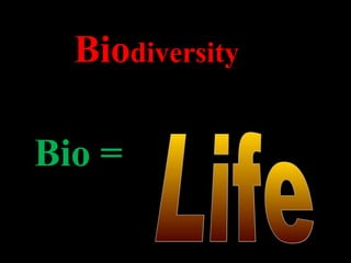 Biodiversity
What does “Bio” mean?

Bio =

 