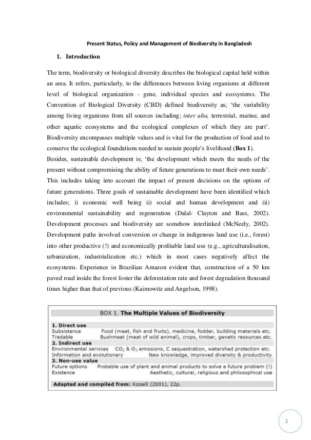 Present Status Policy And Management Of Biodiversity In Bangladesh Present Status Policy And Management Of Biodiversity In Bangladesh
