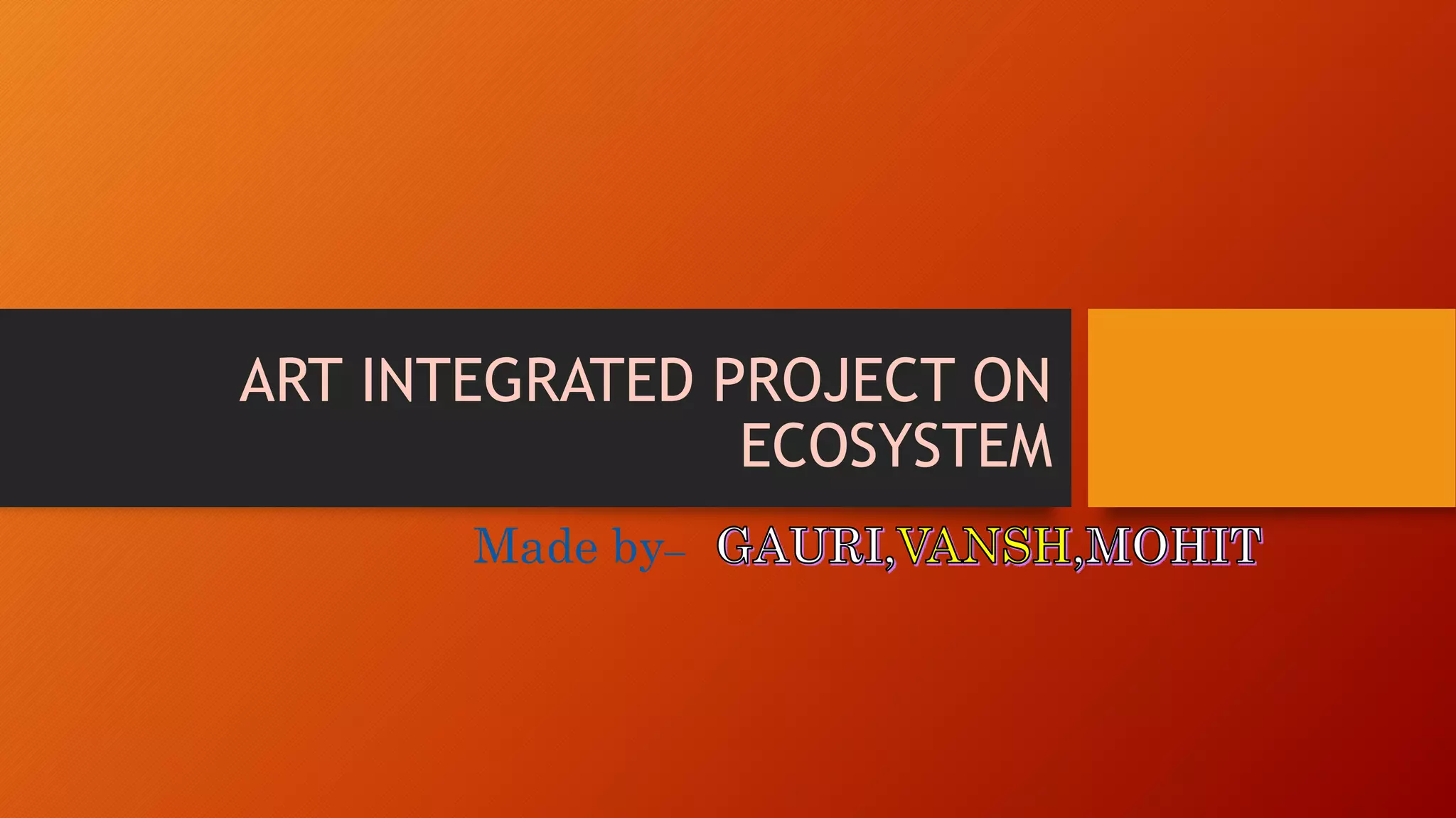 ART INTEGRATED PROJECT ON
ECOSYSTEM
Made by–