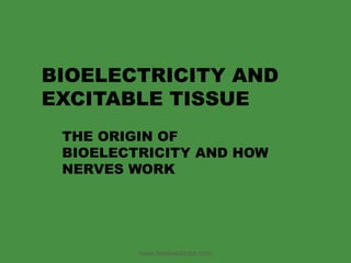 BIOELECTRICITY AND EXCITABLE TISSUE THE ORIGIN OF BIOELECTRICITY AND HOW NERVES WORK www.freelivedoctor.com 