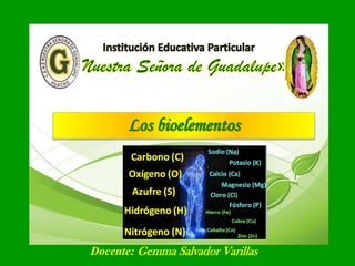 Los bioelementos
Docente: Gemma Salvador Varillas
 