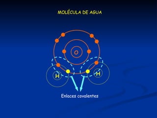 Enlaces covalentes MOLÉCULA DE AGUA O H H 