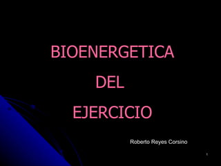 BIOENERGETICA
    DEL
  EJERCICIO
          Roberto Reyes Corsino

                                  1
 