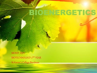 BIOENERGETICS
MOHIT ROY
BIOTECHNOLOGY 2ND YEAR
St.Xavier’s College,Burdwan
 