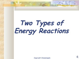 6
Two Types of
Energy Reactions
Copyright Cmassengale
 