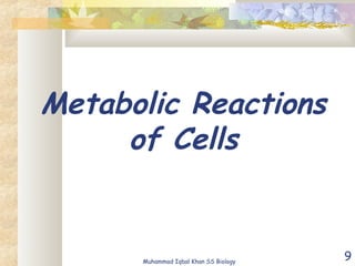 9
Metabolic Reactions
of Cells
Muhammad Iqbal Khan SS Biology
 