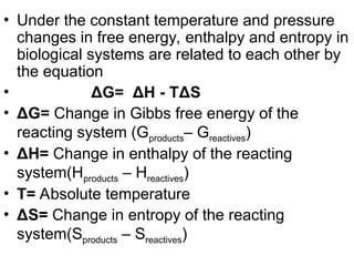 BIOENERGETICS, Components involved in metabolic processes | PPT
