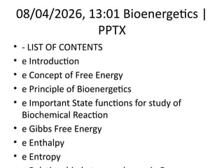 Comprehensive Overview of Bioenergetics and Energy Transformations in ...