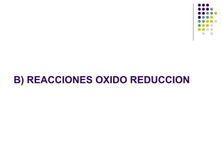 B) REACCIONES OXIDO REDUCCION 