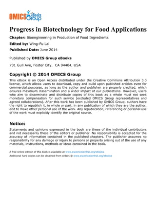 Bioengineering in-production-of-food-ingredients | PDF