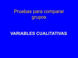 Pruebas para comparar grupos VARIABLES CUALITATIVAS 