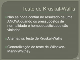 Organizaçao dos resultados obtidos com a aplicação das loções I e II em 70 pacientes com irritações cutâneas nos braços (uma locação em cada braço, ao acaso)F e I: respostas concordantes (alívio ou ausência de alívio com ambas loções). Não fornecem informação que permita decidir qual loção é a melhor, portanto, não são considerados no teste de McNemar.G e H: respostas discordantes, portanto, informativas. n = 33.H0: as duas loções têm o mesmo efeito.Se H0 é verdadeira, espera-se o mesmo número de pessoas discordantes do tipo “sim para I / não para II”  que do tipo “não para I / sim para II” (isto é, frequências iguais nas células G e H, ou seja, 33/2 = 16,5 em cada célula).22