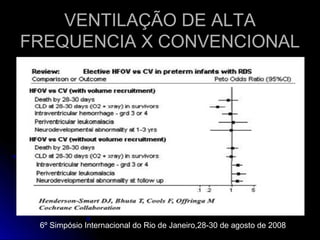 VENTILAÇÃO DE ALTA
FREQUENCIA X CONVENCIONAL
6º Simpósio Internacional do Rio de Janeiro,28-30 de agosto de 2008
 
