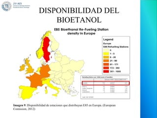 DISPONIBILIDAD DEL
                       BIOETANOL




Imagen 9: Disponibilidad de estaciones que distribuyan E85 en Europa. (European
Comission, 2012)
 