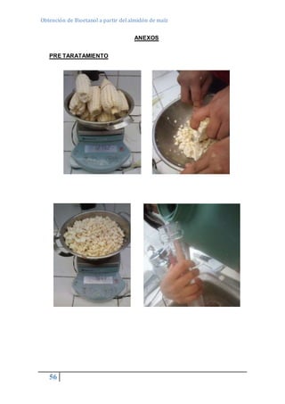 Obtención de Bioetanol a partir del almidón de maíz 
56 
ANEXOS 
PRE TARATAMIENTO 
 