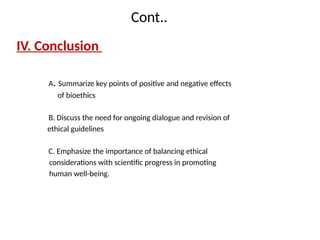 Positive and Negative Effects of Bioethics | PPTX