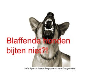 Blaffende honden bijten niet?! Sofie Apers - Sharon Degroote - Sanne Dhuyvetters 