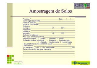 Amostragem de Solos
Campus Bambuí
 