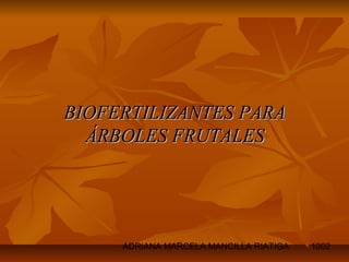ADRIANA MARCELA MANCILLA RIATIGA 1002
BIOFERTILIZANTES PARABIOFERTILIZANTES PARA
ÁRBOLES FRUTALESÁRBOLES FRUTALES
 