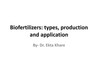 Biofertilizers: types, production
and application
By- Dr. Ekta Khare
 