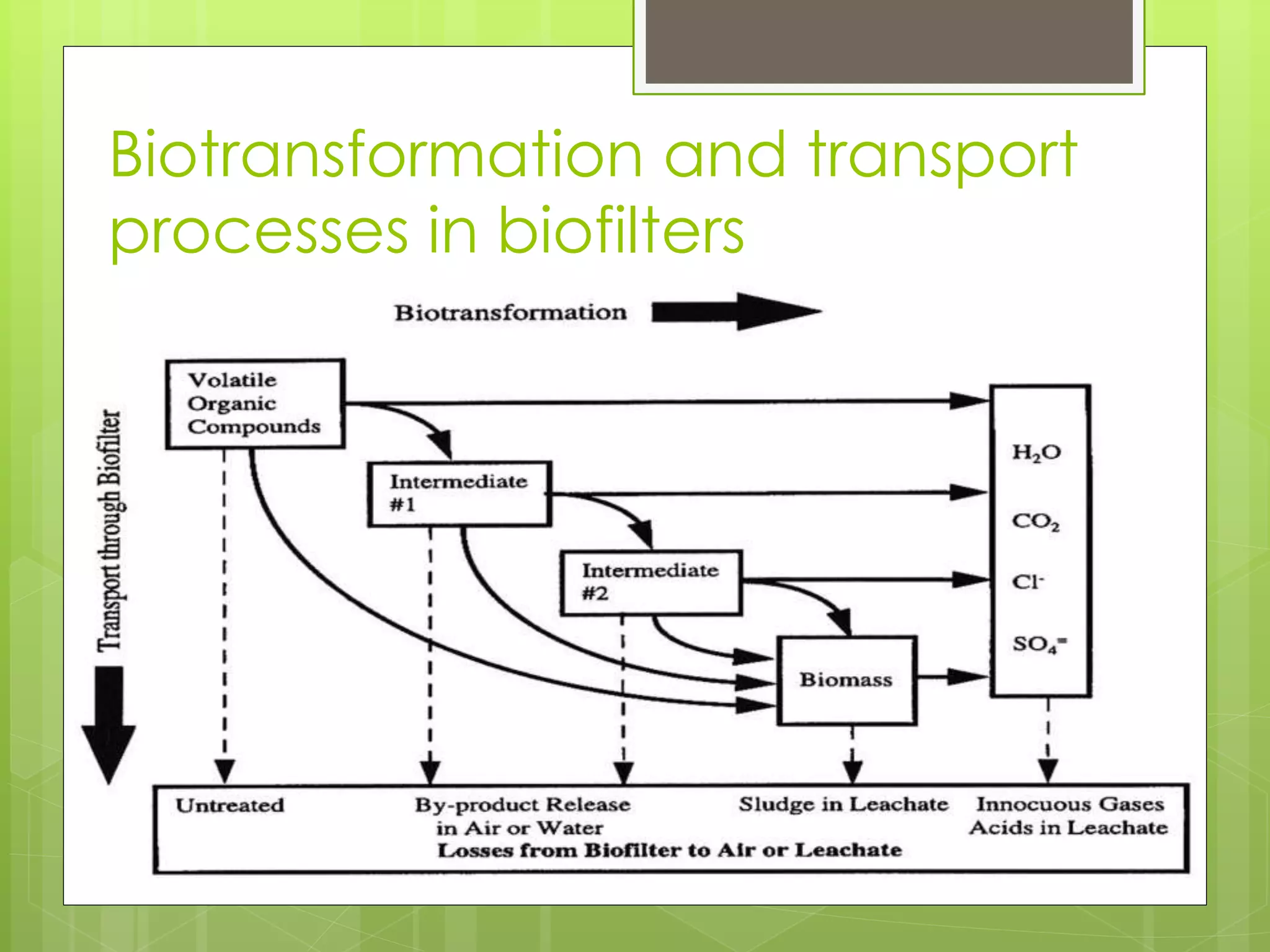Biotransformation and transport
processes in biofilters
 