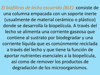 Una característica importante de los BLF es la ausencia de la fase acuosa móvil que los hace convenientes para tratar contaminantes muy poco solubles en agua. Es importante mencionar que la huella física de los BLF es mayor con respecto a los otros tipos de biofiltros.