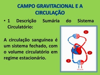 • 1 Descrição Sumária do Sistema 
Circulatório: 
A circulação sanguínea é 
um sistema fechado, com 
o volume circulatório em 
regime estacionário. 
 