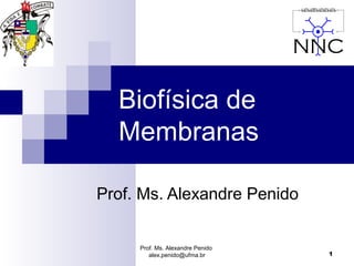 Biofísica de
  Membranas

Prof. Ms. Alexandre Penido


     Prof. Ms. Alexandre Penido
        alex.penido@ufma.br       1
 