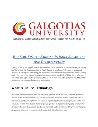 Bio floc Fishing Farming in India Advantage and Disadvantages ...