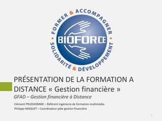 [Bioforce] presentation de la formation à distance gestion financière
