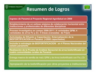 Biofortificación: Experiencia de Panamá