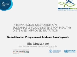 Bho Mudyahoto
Senior Monitoring, Learning and Evaluation Specialist, HarvestPlus
Biofortification Progress and Evidence from Uganda
 