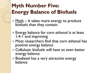 Biodiesel Has Very Strong
Energy Balance
 Biodiesel’s energy balance has increased
  in just 10-15 years from 2.5 to 4.5
...