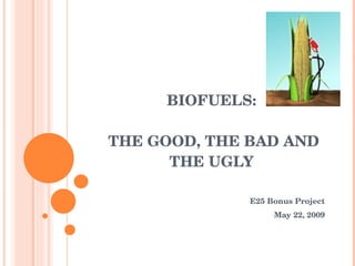 BIOFUELS:  THE GOOD, THE BAD AND THE UGLY ,[object Object],[object Object]