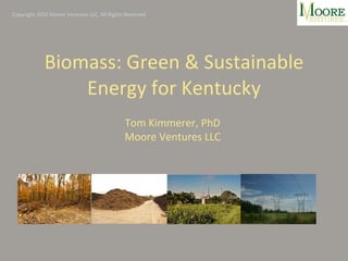 Biomass: Green & Sustainable Energy for Kentucky Tom Kimmerer, PhD Moore Ventures LLC Copyright 2010 Moore Ventures LLC, All Rights Reserved 