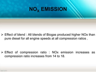 Performance Analysis of Bio-gas Diesel Dual Fuel Engine | PPTX