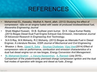 Performance Analysis of Bio-gas Diesel Dual Fuel Engine | PPTX
