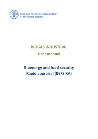 BIOGAS INDUSTRIAL
User manual
Bioenergy and food security
Rapid appraisal (BEFS RA)
 