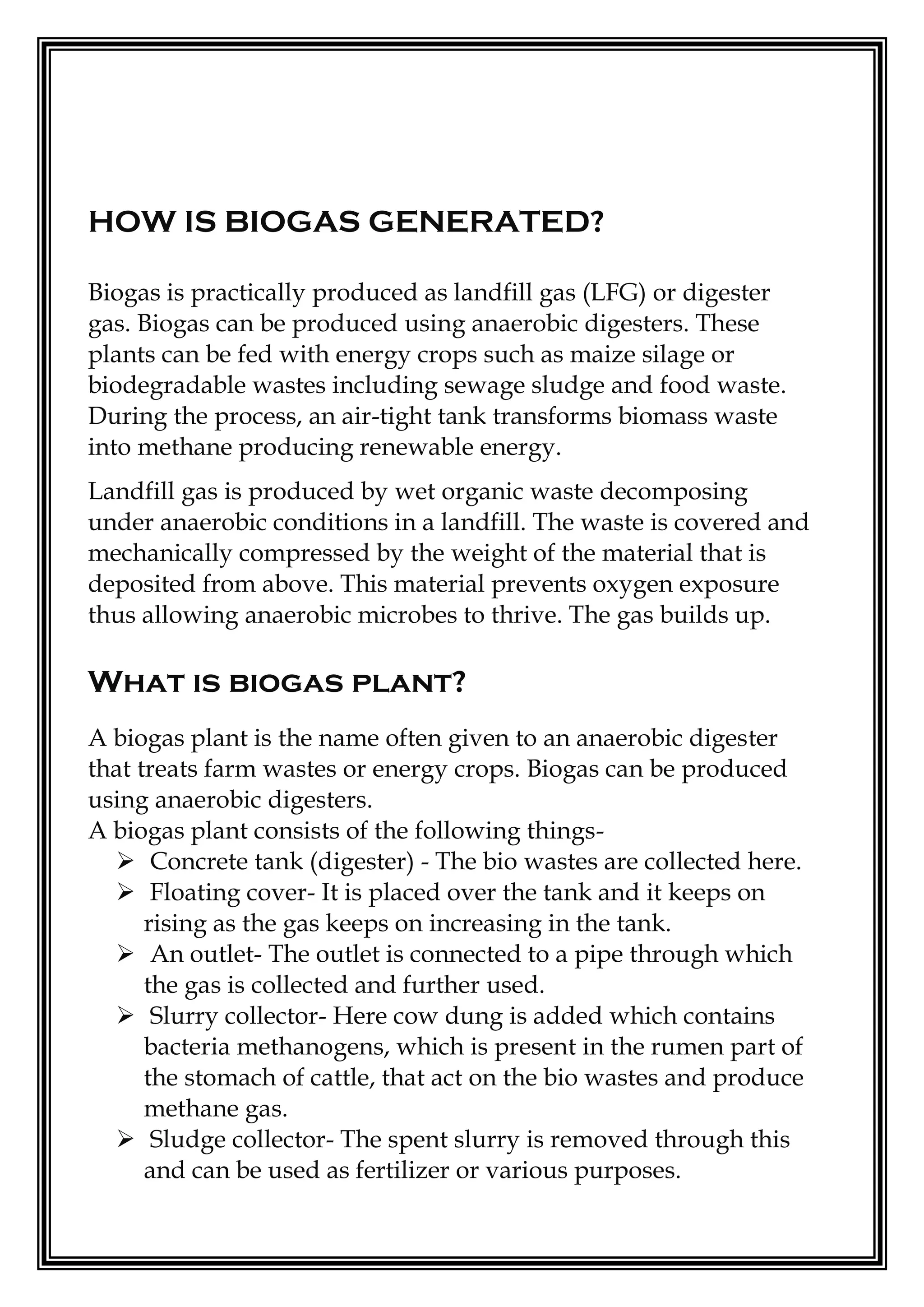 Biogas plant project | PDF