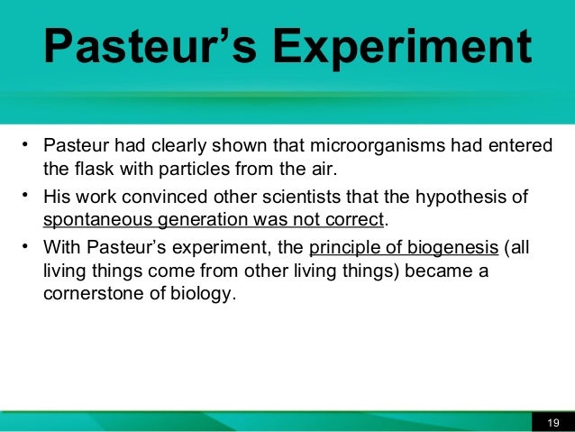 Biogenesis vs. Spontaneous Generation