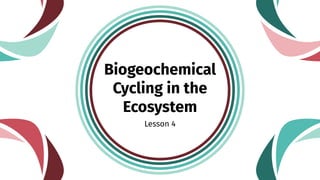 Biogeochemical
Cycling in the
Ecosystem
Lesson 4
 