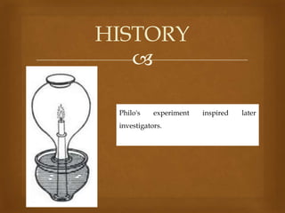 HISTORY

Philo's

experiment

investigators.

inspired

later

 