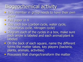 Biogeochemical cycles and conservation ecology 2010 edition | PPTX