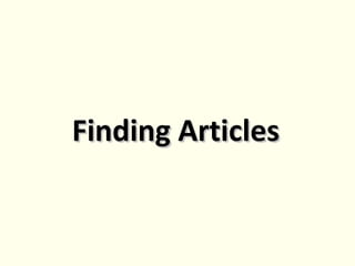 Finding Articles