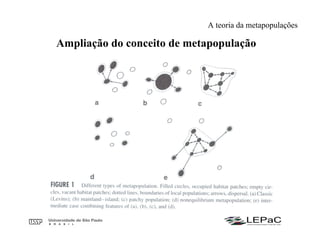 Ampliação do conceito de metapopulação
A teoria da metapopulações
 