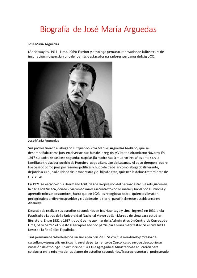 Mapa Mental Sobre La Biografia - Biografa De Jos Mara Arguedas 1 638 