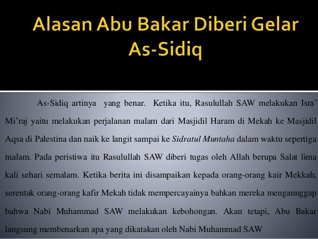 Biografi Abu Bakar As Sidiq