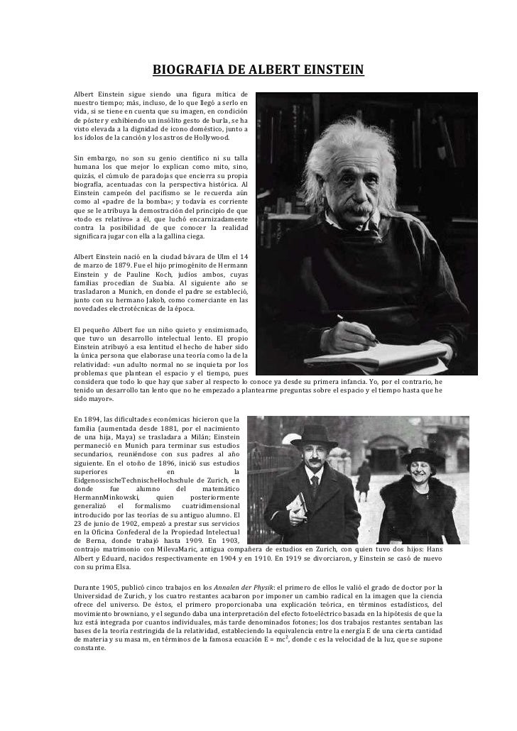 Biografia resumida de albert einstein biografia de albert 