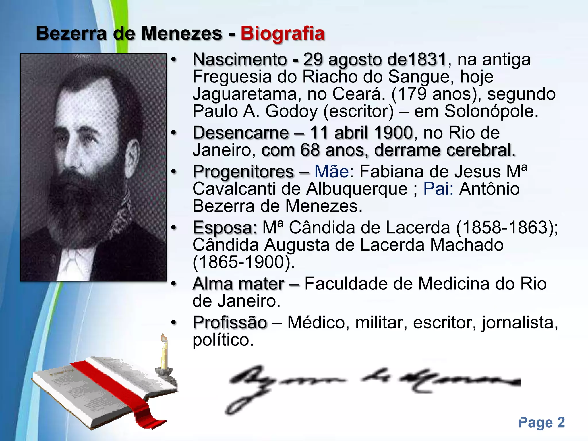 Biografia de bezerra de menezes | PPT